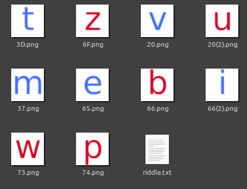 screenshot of the icons for each of the eleven files.